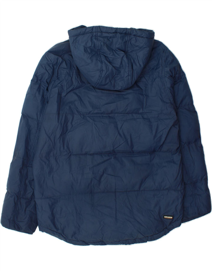CONVERSE Mens Hooded Padded Jacket UK 38 Medium Navy Blue Polyester Vintage Converse and Second-Hand Converse from Messina Hembry 