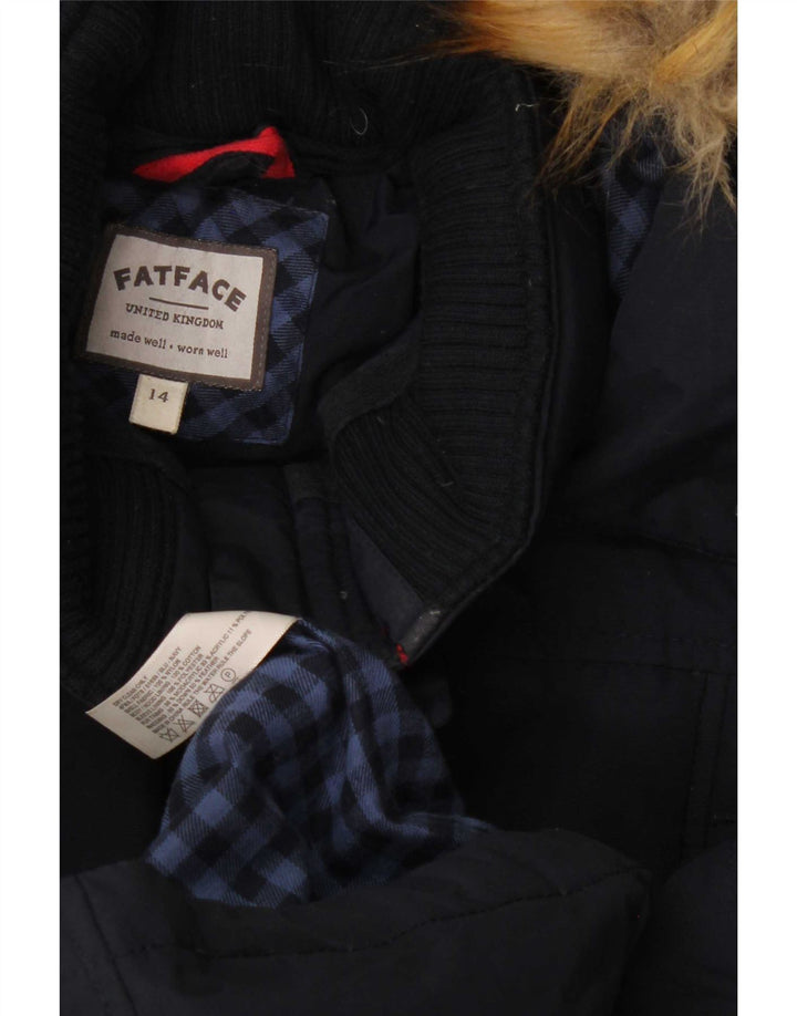 Fat Face Womens Hooded Padded Coat UK 14 Medium Navy Blue Nylon