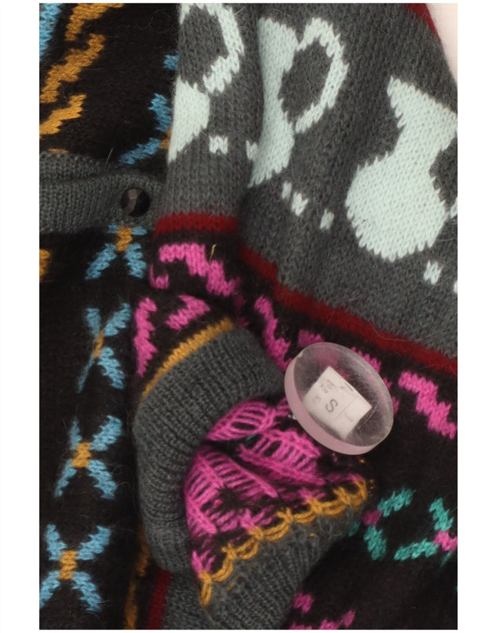 Vintage Womens Abstract Pattern Cardigan Sweater UK 10 Small Multicoloured