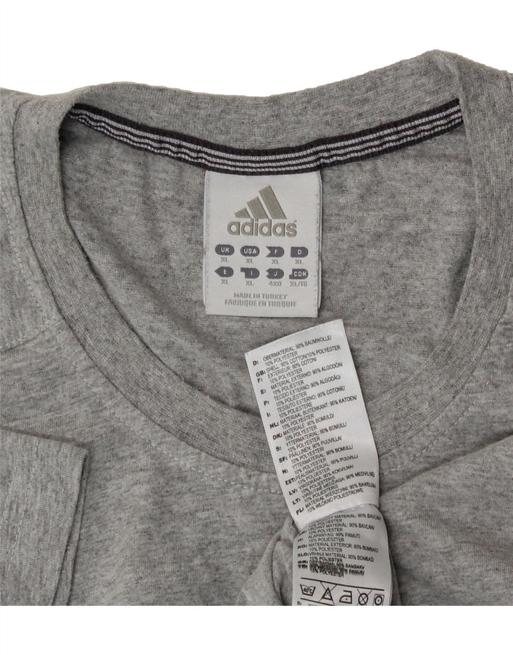 ADIDAS Mens Graphic T-Shirt Top XL Grey Cotton Vintage Adidas and Second-Hand Adidas from Messina Hembry 