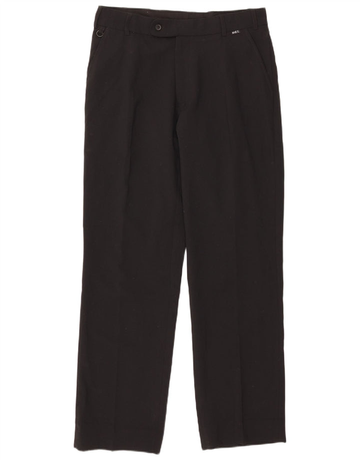 Marks & Spencer Womens Straight Suit Trousers W32 L31 Black Polyester