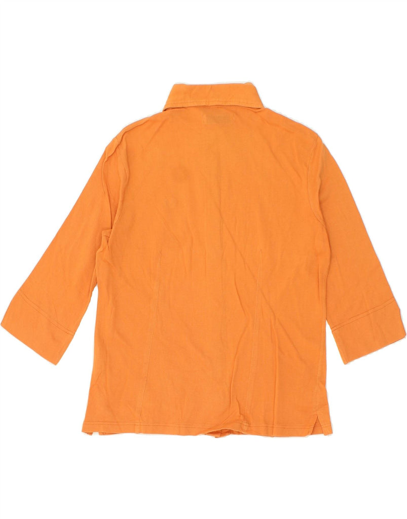 SERGIO TACCHINI Womens 3/4 Sleeve Shirt UK 10 Small Orange Cotton | Vintage Sergio Tacchini | Thrift | Second-Hand Sergio Tacchini | Used Clothing | Messina Hembry 