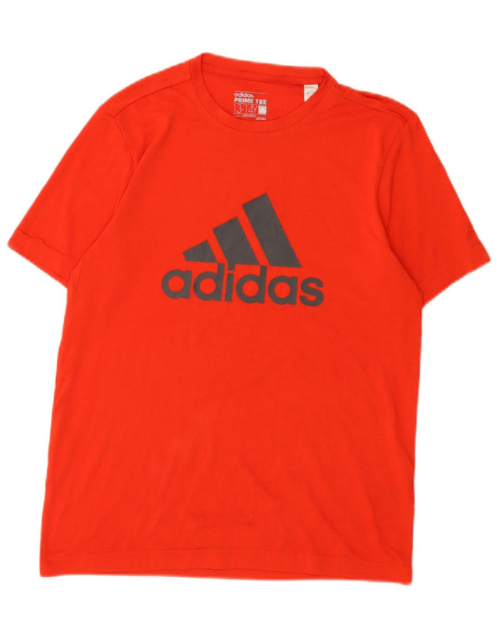 Adidas Boys Climalite Graphic T-Shirt Top 13-14 Years Red Polyester