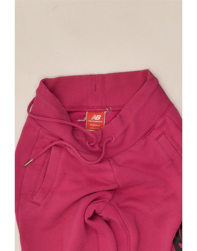 NEW BALANCE Womens Graphic Tracksuit Trousers Joggers UK 4 XS Pink Cotton | Vintage New Balance | Thrift | Second-Hand New Balance | Used Clothing | Messina Hembry 