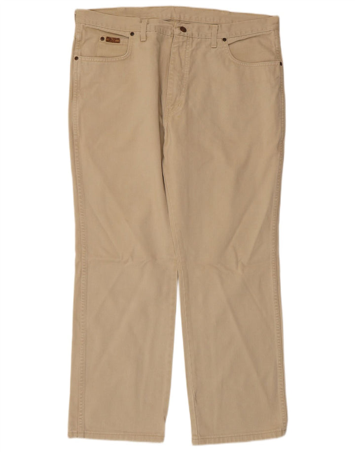 WRANGLER Mens Texas Straight Casual Trousers W40 L30 Beige Cotton