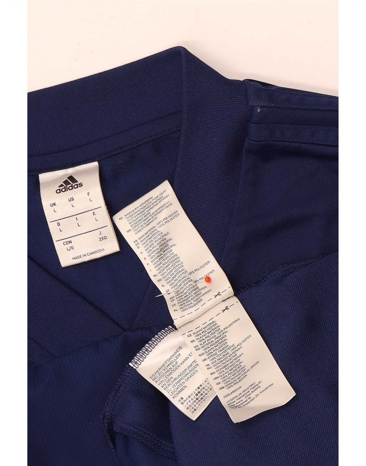 Adidas Mens Top Long Sleeve Large Navy Blue Polyester
