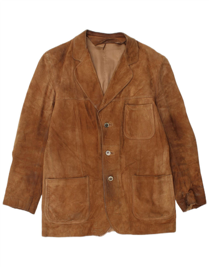 Vintage Mens Suede Jacket UK 36 Small Brown Leather