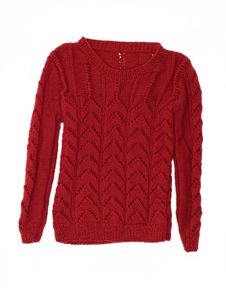 VINTAGE Womens Boat Neck Jumper Sweater UK 10 Small Red