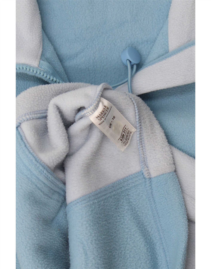 Marks & Spencer Womens Fleece Jacket UK 16 Large Blue Colourblock Polyester
