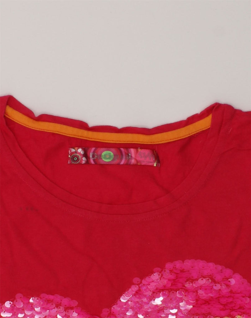 DESIGUAL Girls Graphic T-Shirt Top 13-14 Years Red Cotton | Vintage Desigual | Thrift | Second-Hand Desigual | Used Clothing | Messina Hembry 