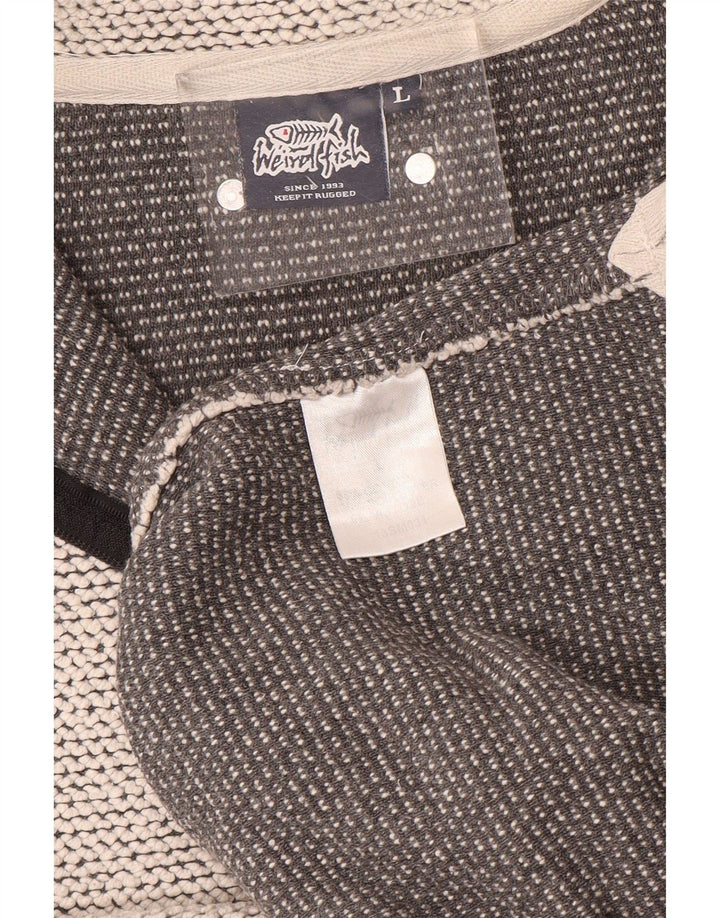 WEIRD FISH Mens Zip Neck Sweatshirt Jumper Large Grey Cotton
