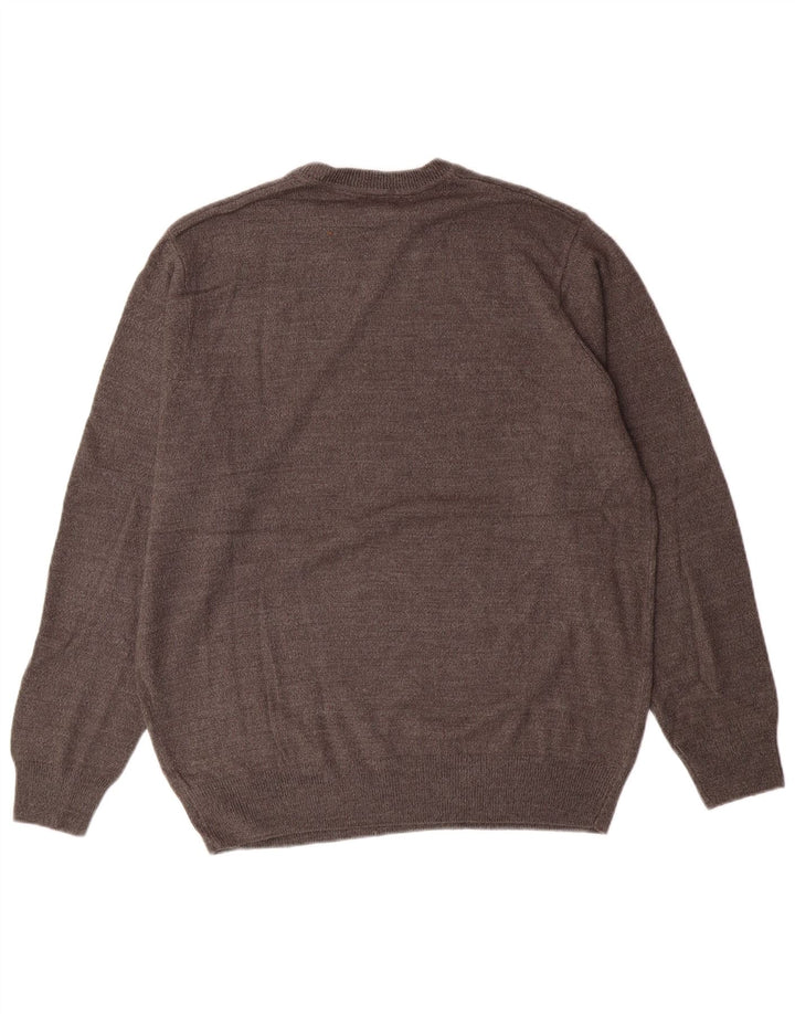 Dockers Mens Crew Neck Jumper Sweater Large Grey Argyle/Diamond Acrylic