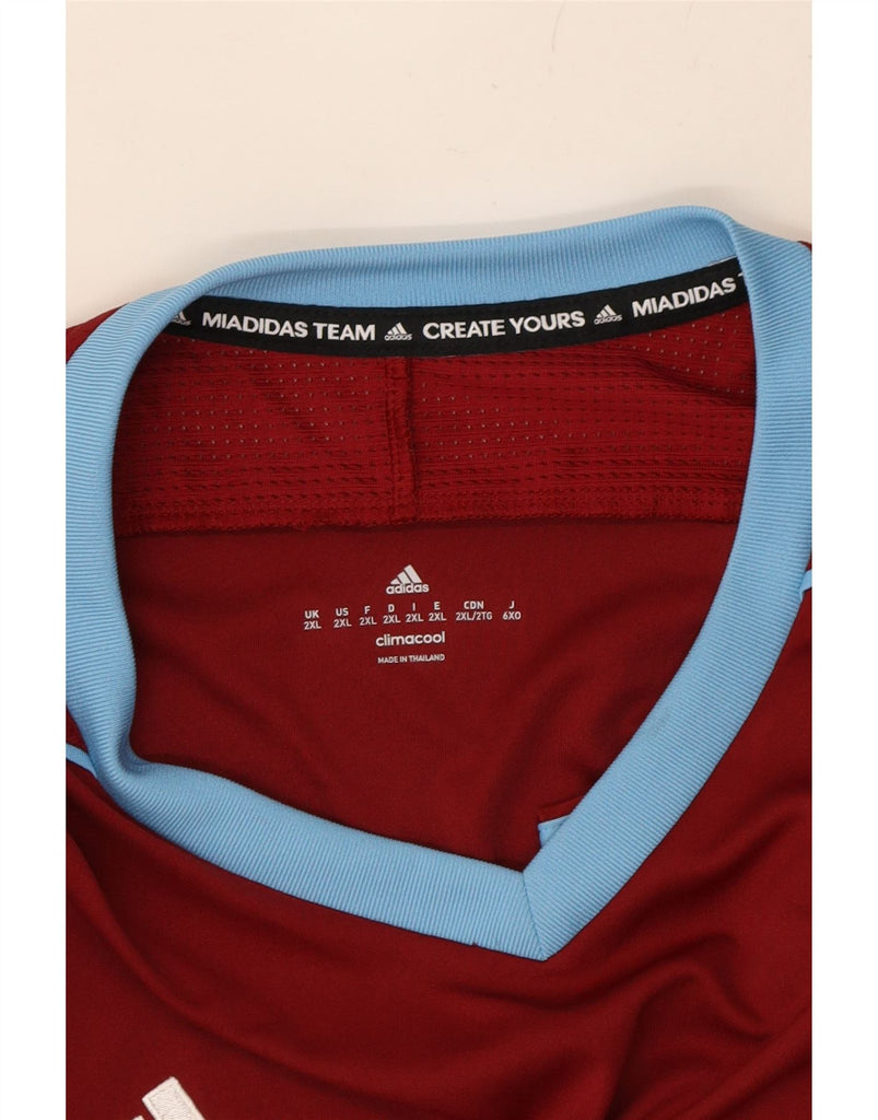 ADIDAS Mens Climacool T-Shirt Top 2XL Maroon Colourblock Polyester Vintage Adidas and Second-Hand Adidas from Messina Hembry 