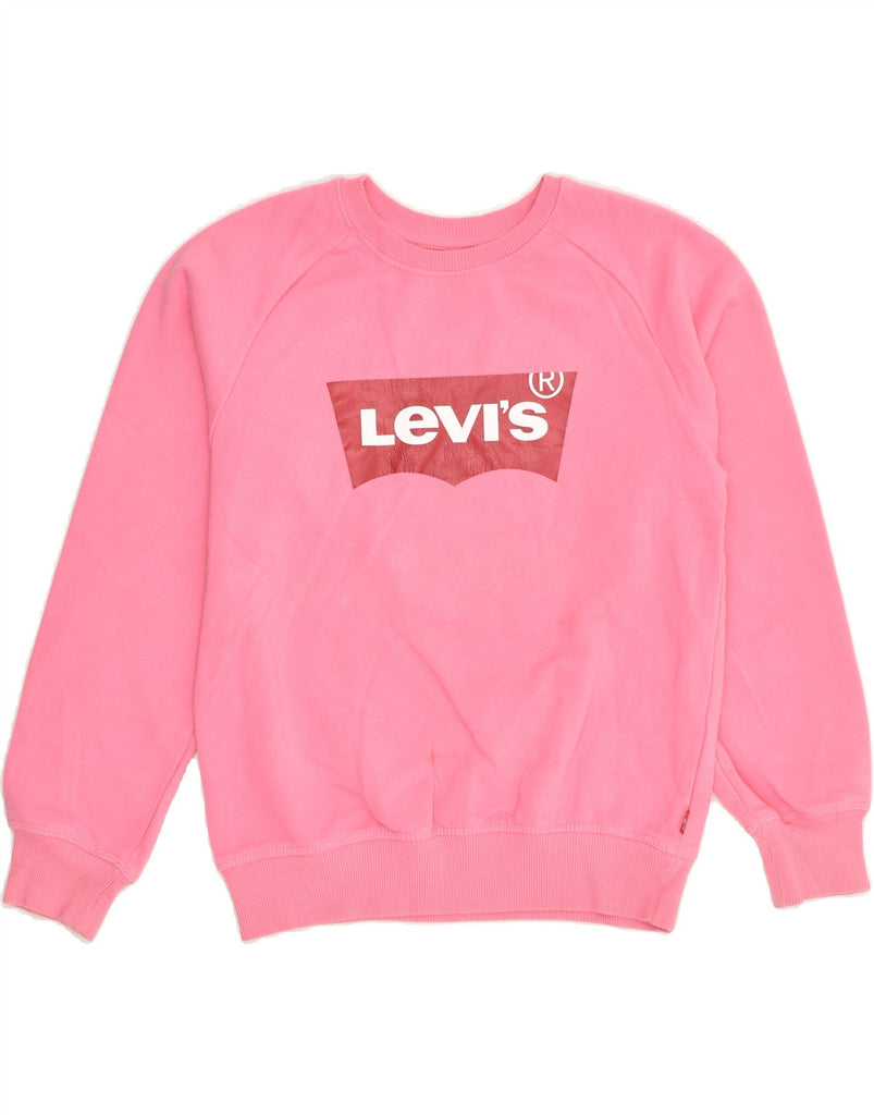 LEVI'S Girls Graphic Sweatshirt Jumper 11-12 Years Large Pink Cotton | Vintage Levi's | Thrift | Second-Hand Levi's | Used Clothing | Messina Hembry 