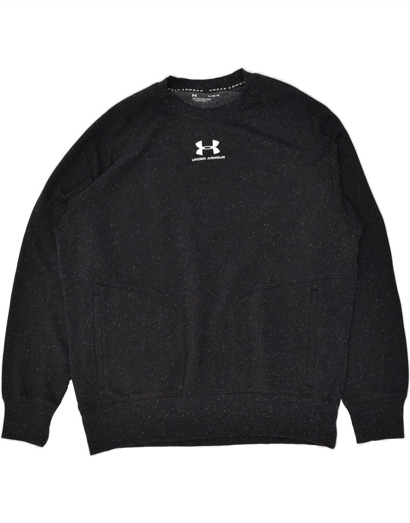 UNDER ARMOUR Mens Tall Graphic Sweatshirt Jumper XL Black Flecked Cotton | Vintage Under Armour | Thrift | Second-Hand Under Armour | Used Clothing | Messina Hembry 