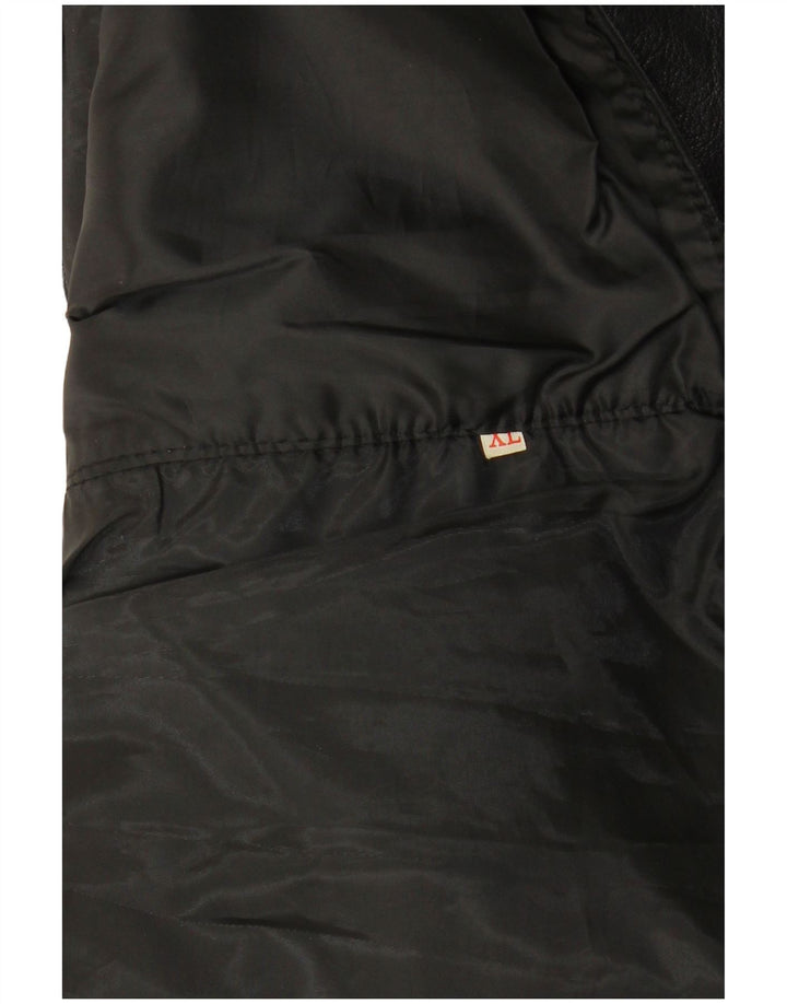 VINTAGE Mens Leather Waistcoat XL Black
