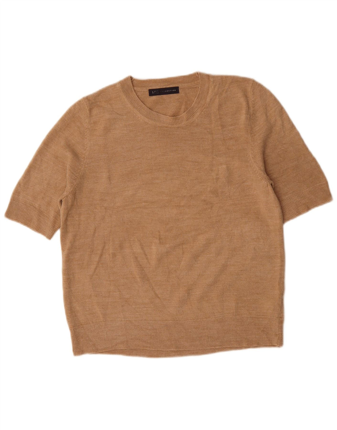 Marks & Spencer Womens Crew Neck Jumper Sweater UK 14 Large Beige