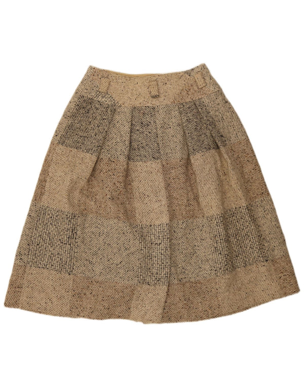 Seventy Womens Midi Skirt IT 46 Large W30  Beige Patchwork Virgin Wool