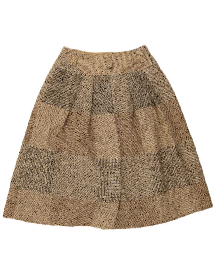 Seventy Womens Midi Skirt IT 46 Large W30  Beige Patchwork Virgin Wool