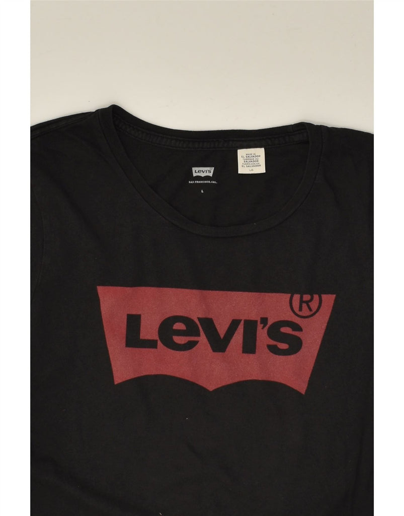 LEVI'S Womens Graphic T-Shirt Top UK 14 Large Black Cotton | Vintage Levi's | Thrift | Second-Hand Levi's | Used Clothing | Messina Hembry 