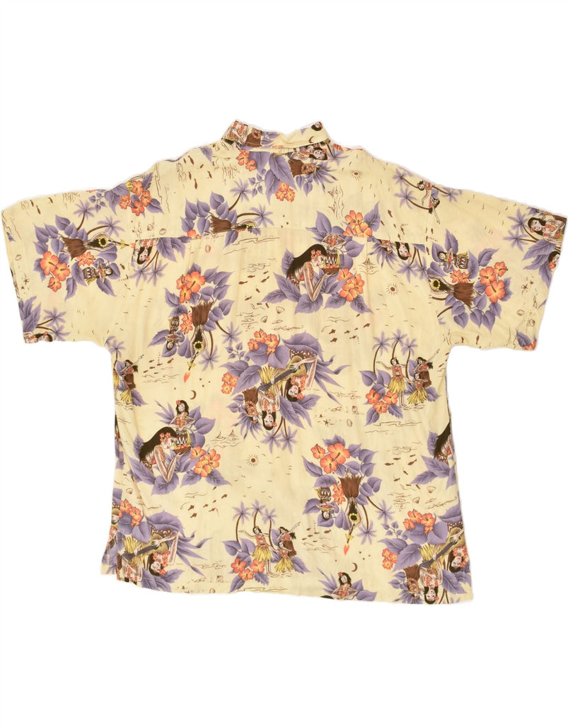 VINTAGE Mens Hawaiian Short Sleeve Shirt Large Beige Floral Rayon | Vintage Vintage | Thrift | Second-Hand Vintage | Used Clothing | Messina Hembry 