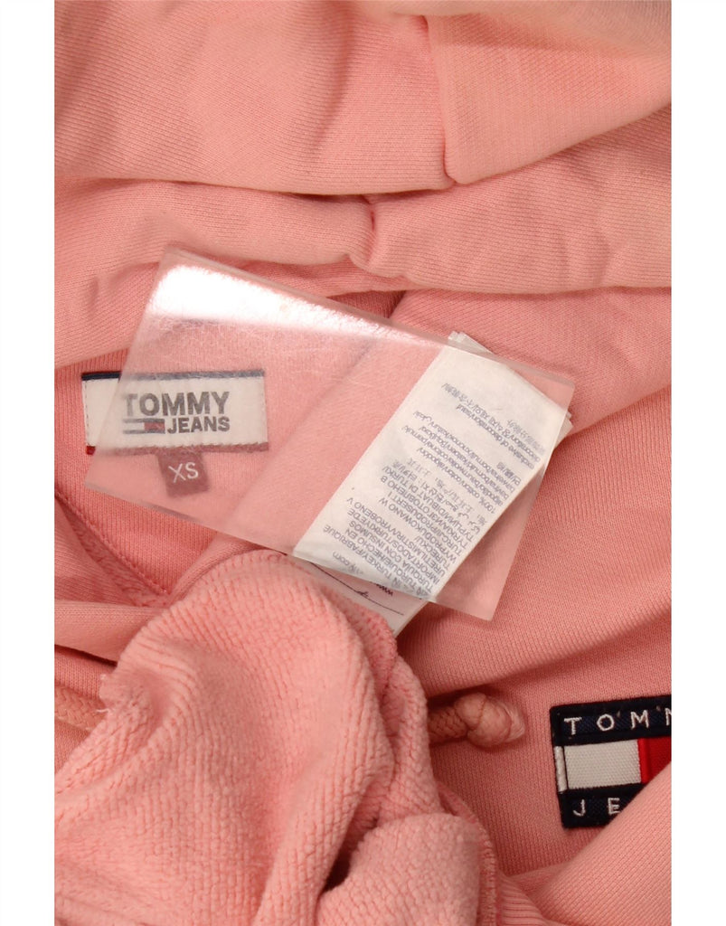 TOMMY HILFIGER Womens Oversized Graphic Hoodie Jumper UK 6 XS Pink Cotton Vintage Tommy Hilfiger and Second-Hand Tommy Hilfiger from Messina Hembry 