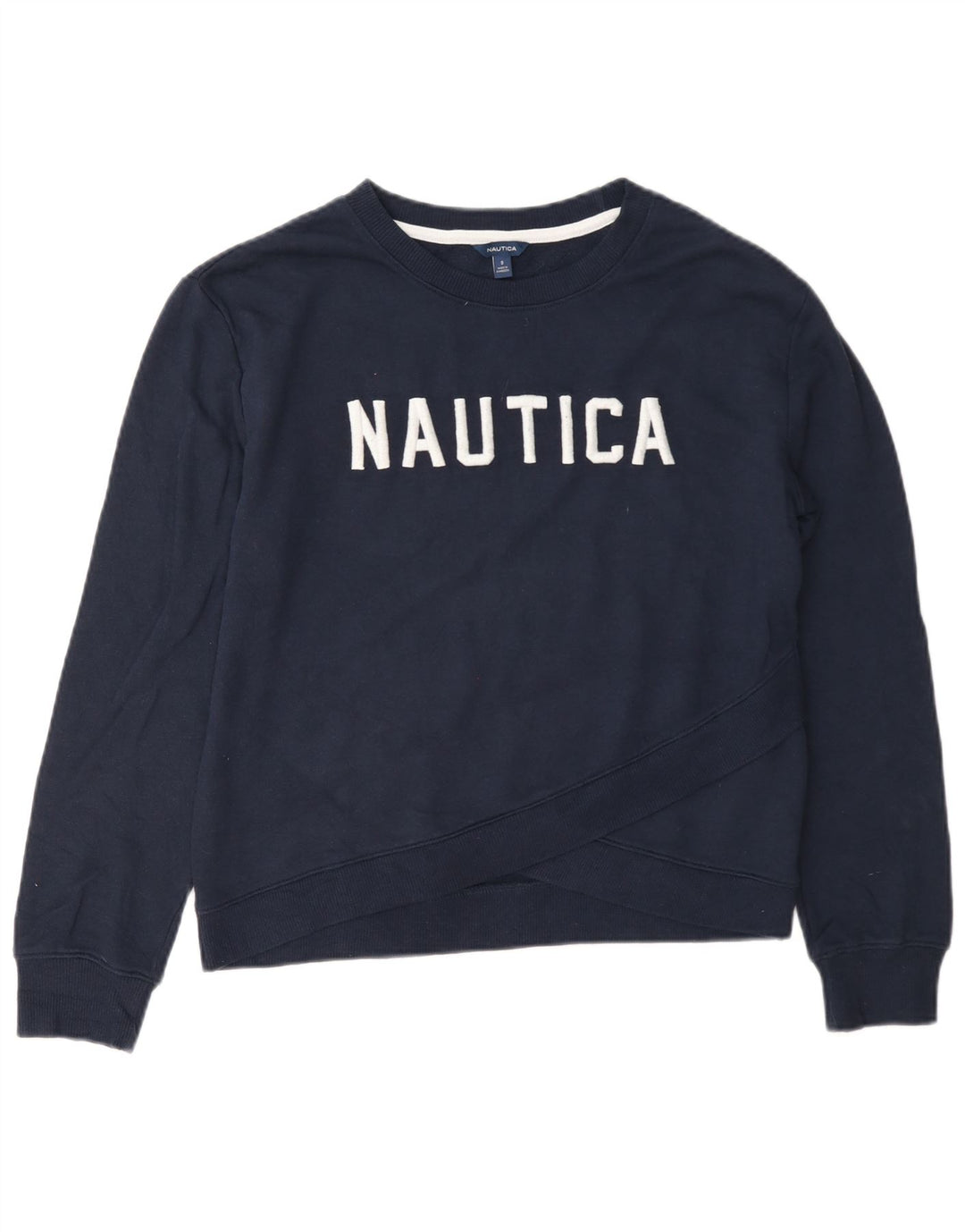 Nautica Womens Graphic Oversized Sweatshirt Jumper UK 10 Small Navy Blue