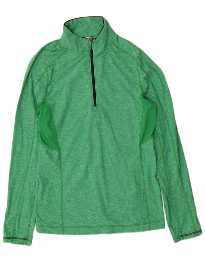 Lululemon Mens Zip Neck Pullover Tracksuit Top Medium Green Flecked Nylon