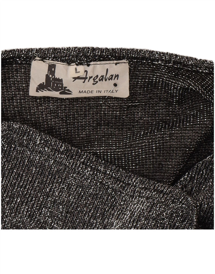Vintage Womens Batwing Jumper Dress UK 16 Large Grey