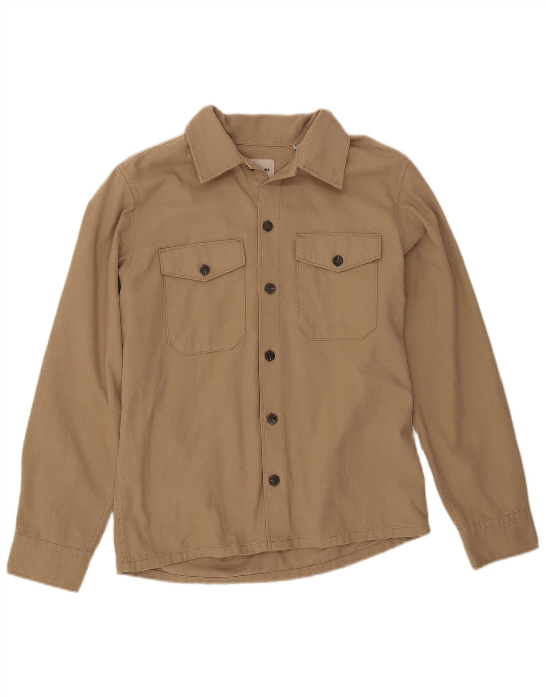 JACK & JONES Mens Flannel Shirt Small Beige Cotton