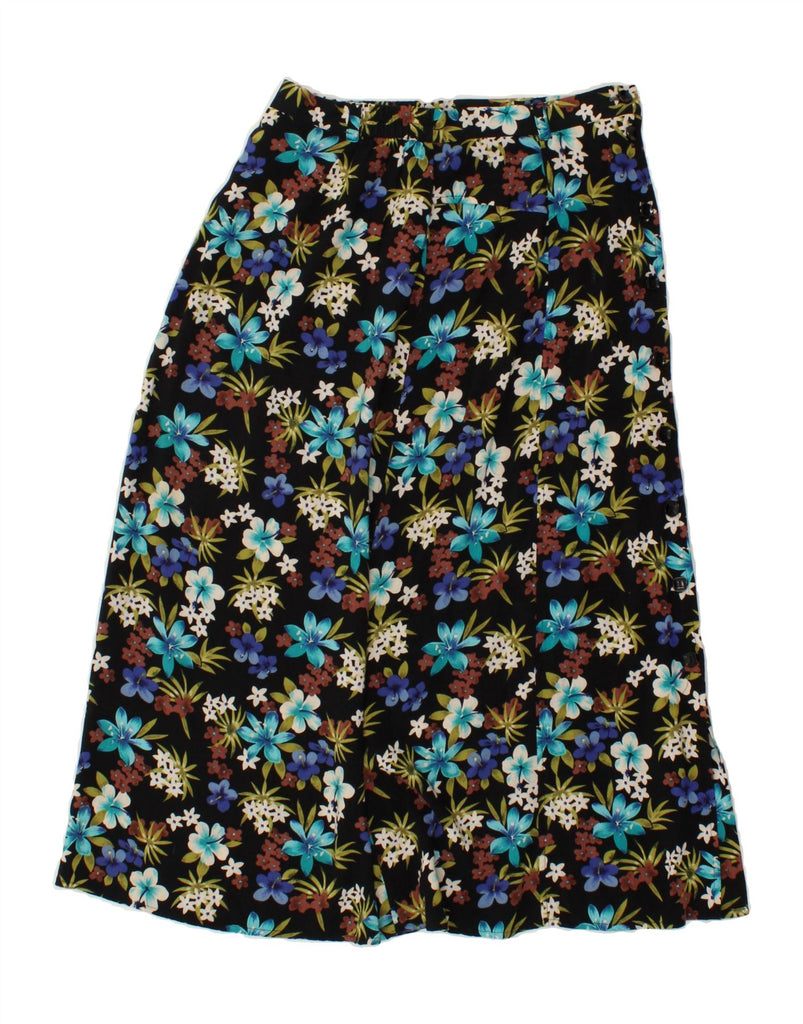 SAG HARBOR Womens Petite Midi Skirt Small W28 Black Floral Rayon Vintage Sag Harbor and Second-Hand Sag Harbor from Messina Hembry 