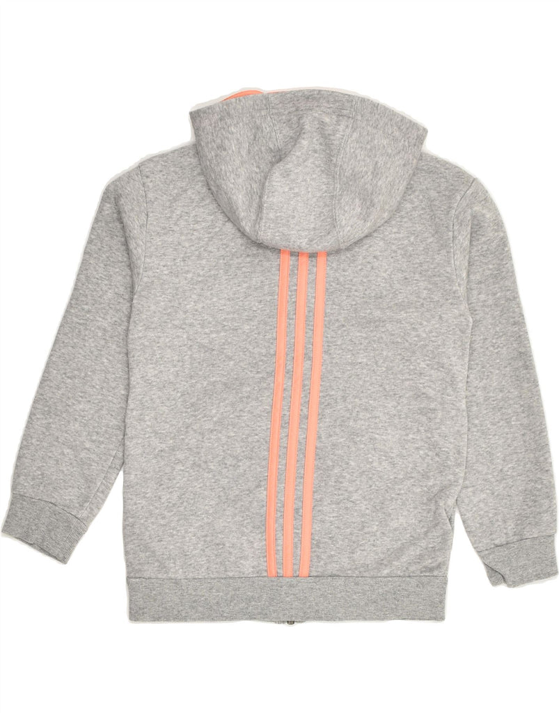 ADIDAS Girls Graphic Zip Hoodie Sweater 7-8 Years Grey Cotton | Vintage Adidas | Thrift | Second-Hand Adidas | Used Clothing | Messina Hembry 