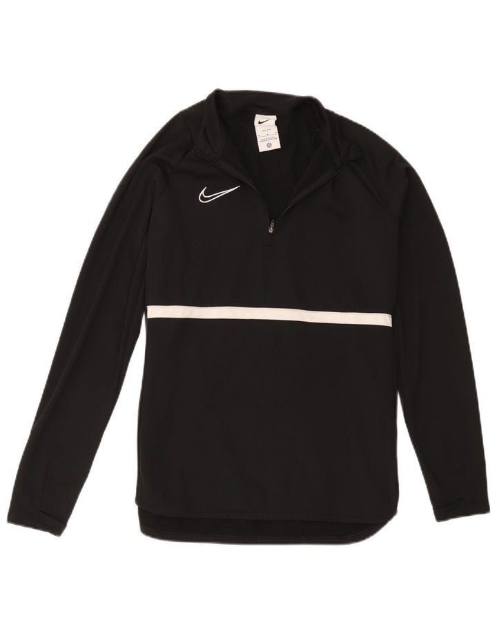 Nike Mens Dri Fit Zip Neck Pullover Tracksuit Top Medium Black Colourblock