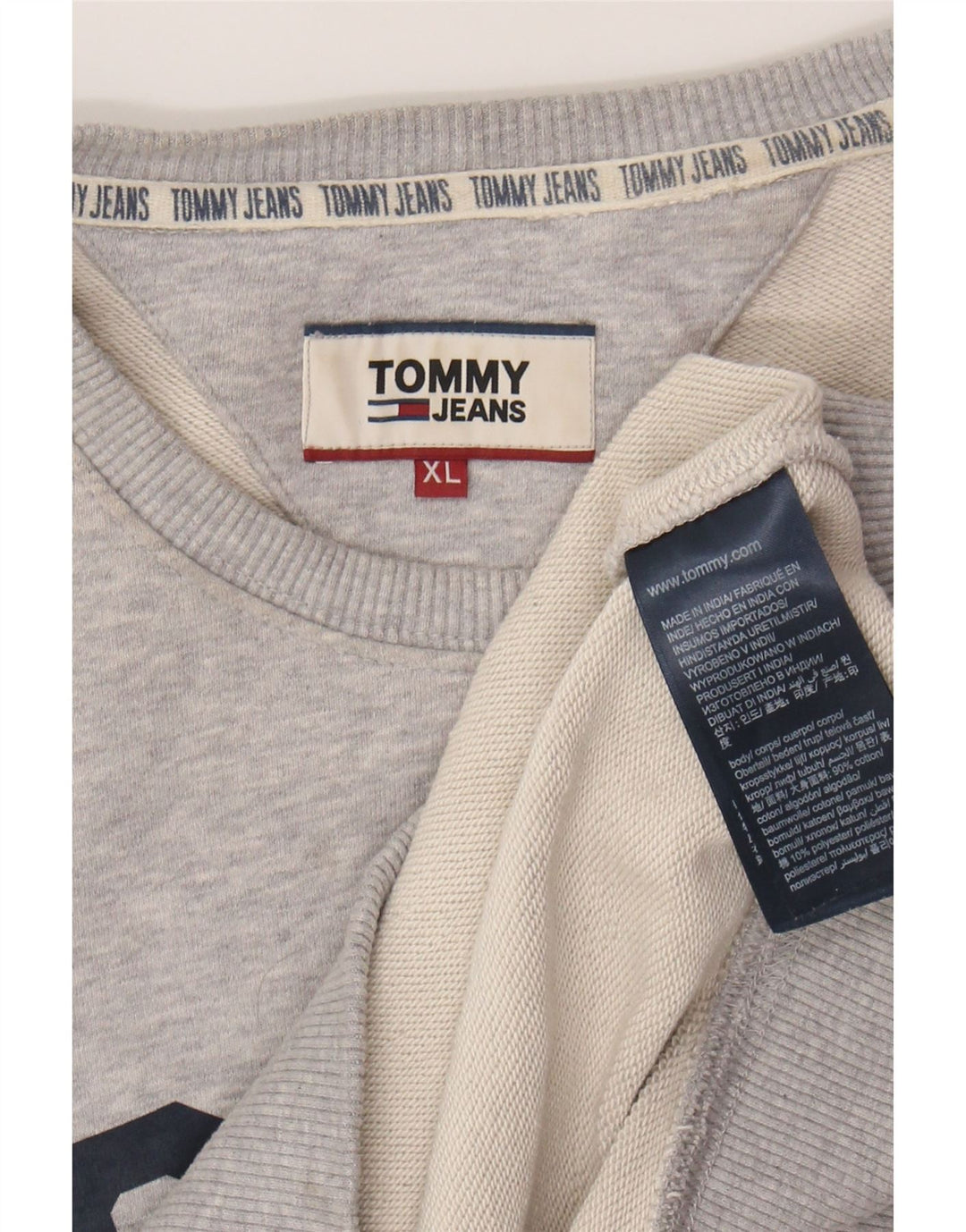 TOMMY HILFIGER Mens Graphic Sweatshirt Jumper XL Grey Cotton