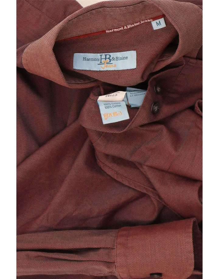 Harmont & Blaine Mens Shirt Medium Burgundy Cotton