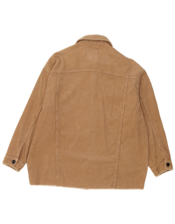 Zara Womens Oversized Corduroy Jacket UK 10 Small Brown Cotton