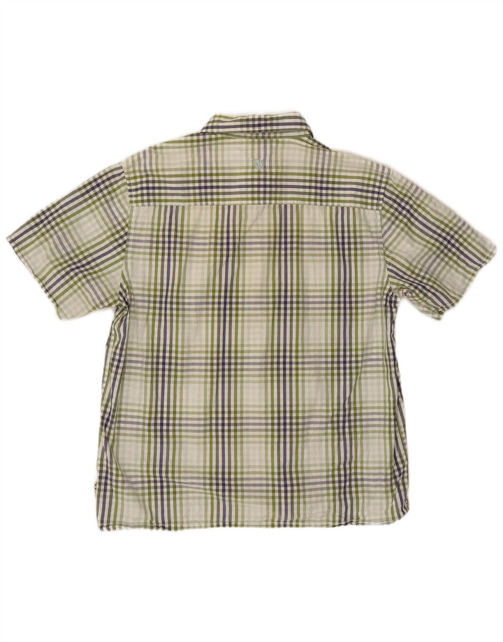 FAT FACE Mens Short Sleeve Shirt Large Green Check Cotton
