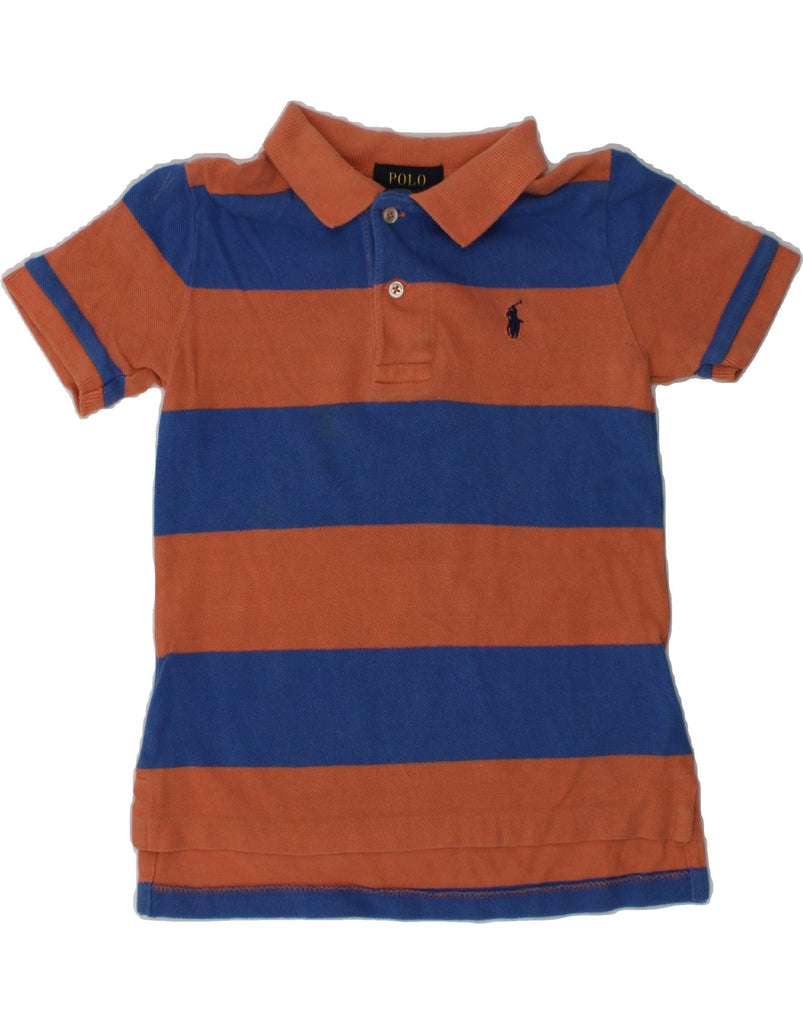 POLO RALPH LAUREN Boys Polo Shirt 2-3 Years Orange Striped Cotton | Vintage Polo Ralph Lauren | Thrift | Second-Hand Polo Ralph Lauren | Used Clothing | Messina Hembry 