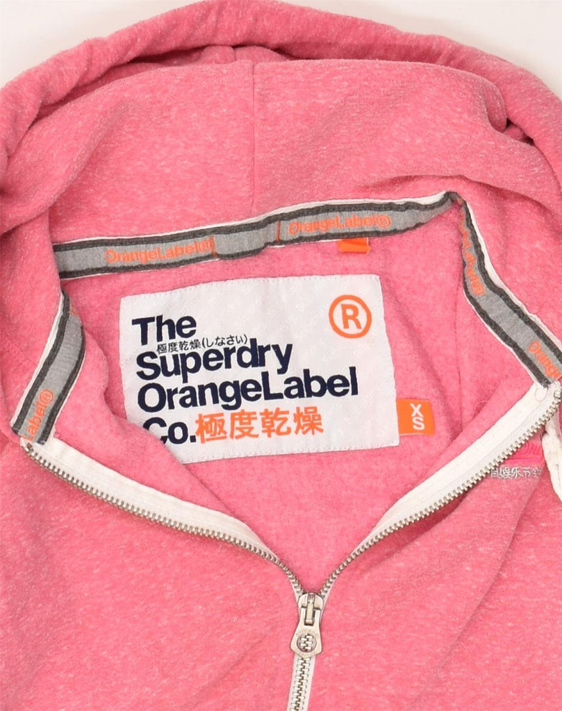 SUPERDRY Womens Zip Hoodie Sweater UK 6 XS Pink Flecked Cotton | Vintage Superdry | Thrift | Second-Hand Superdry | Used Clothing | Messina Hembry 