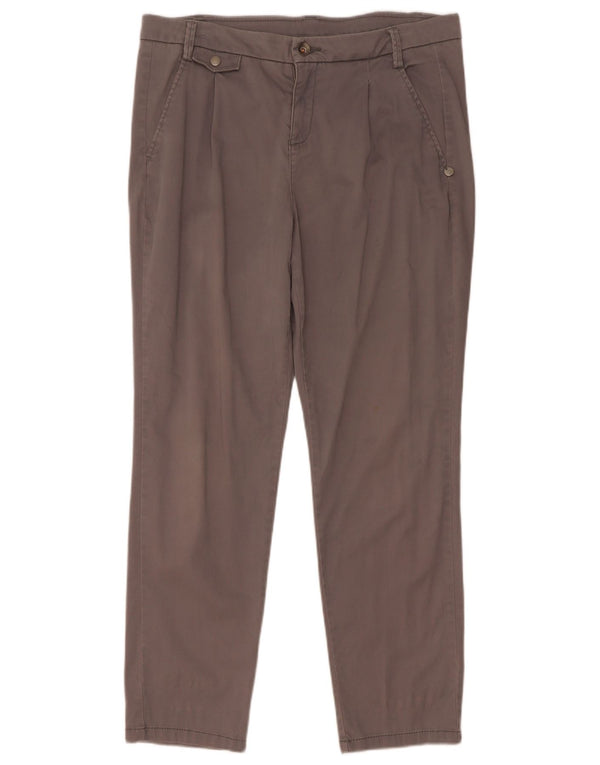 Benetton Womens Slim Chino Trousers UK 12 Medium W34 L28 Grey Cotton