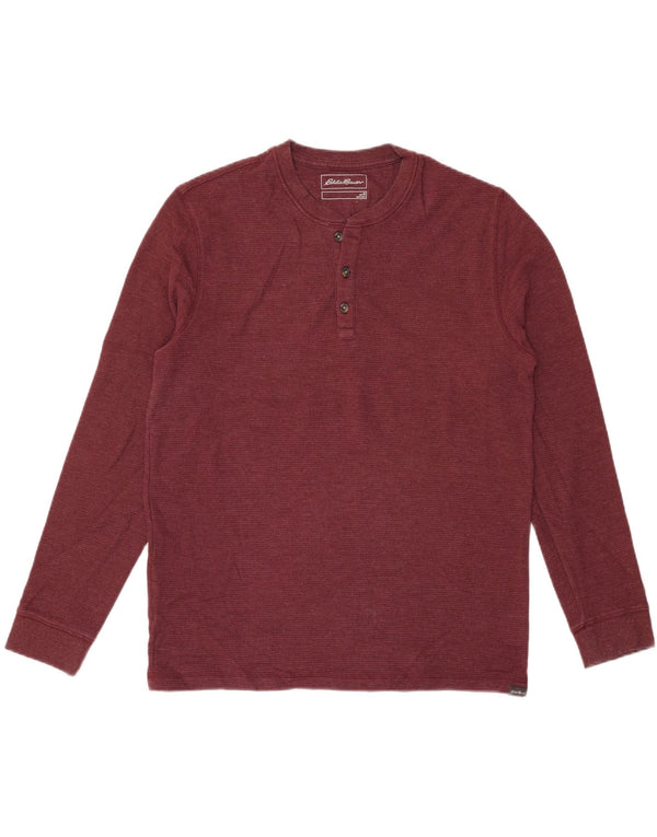 Eddie Bauer Mens Top Long Sleeve Medium Maroon Cotton
