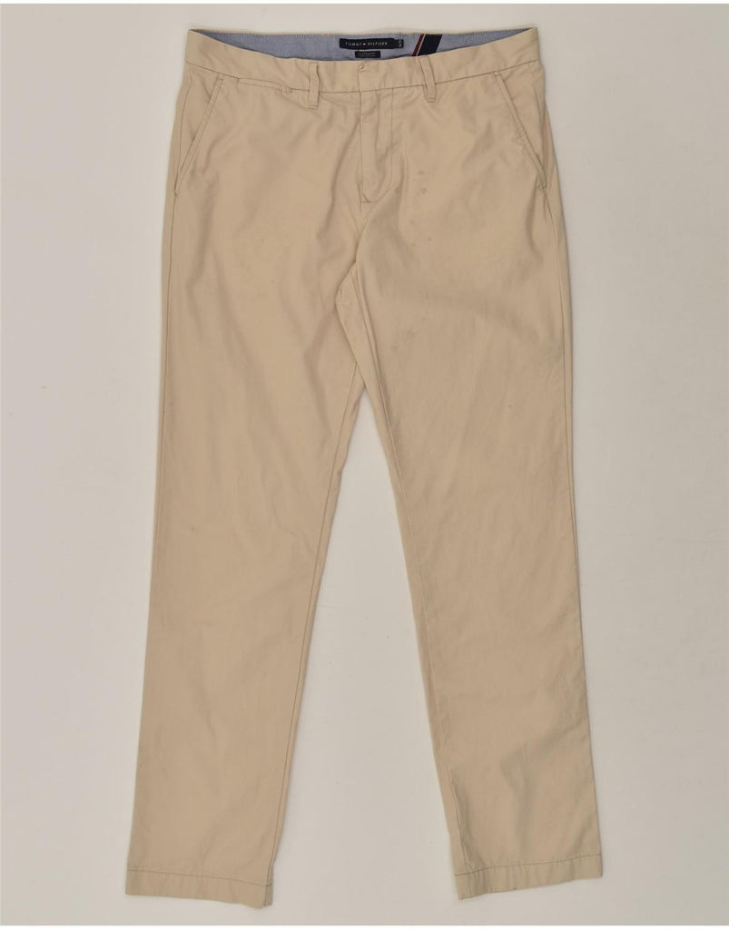 TOMMY HILFIGER Mens Slim Custom Fit Chino Trousers W34 L34 Beige Cotton | Vintage Tommy Hilfiger | Thrift | Second-Hand Tommy Hilfiger | Used Clothing | Messina Hembry 