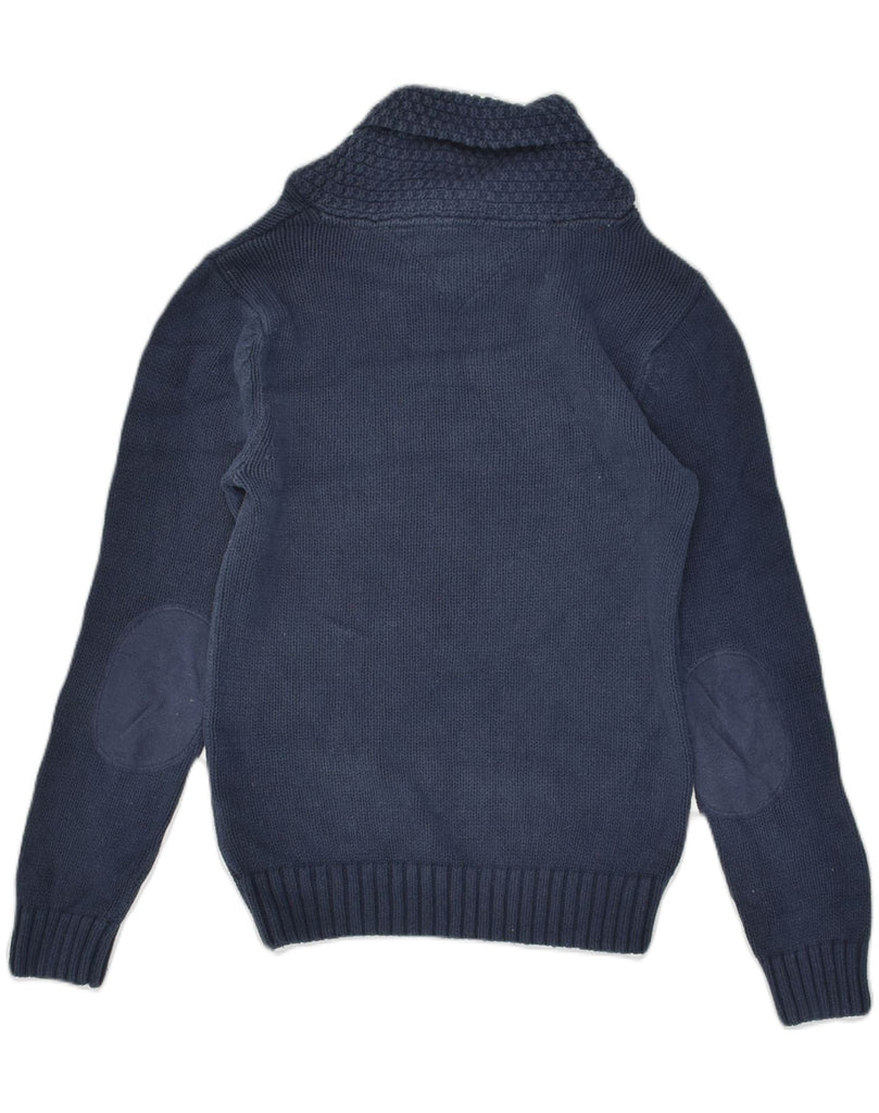 TOMMY HILFIGER Mens Shawl Neck Jumper Sweater Small Navy Blue Cotton | Vintage Tommy Hilfiger | Thrift | Second-Hand Tommy Hilfiger | Used Clothing | Messina Hembry 