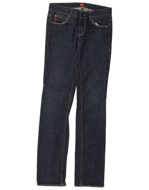 Hugo Boss Womens Low Waist Straight Slim Jeans W24 L33 Blue