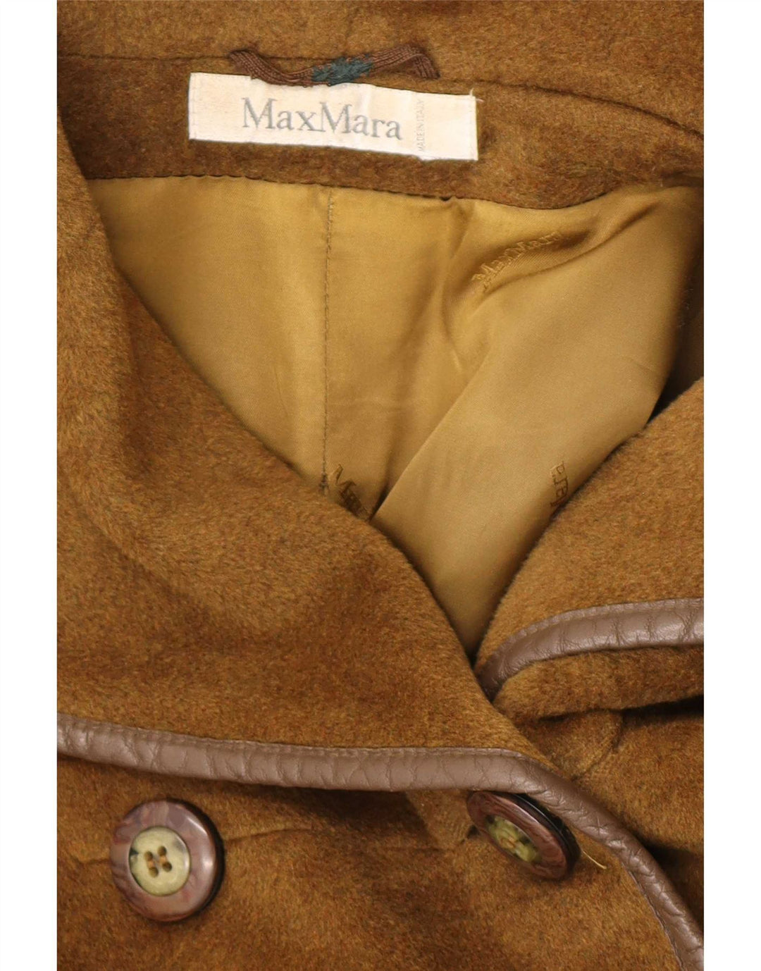 Max Mara Womens Oversized Double Breasted Coat UK 12 Medium Khaki