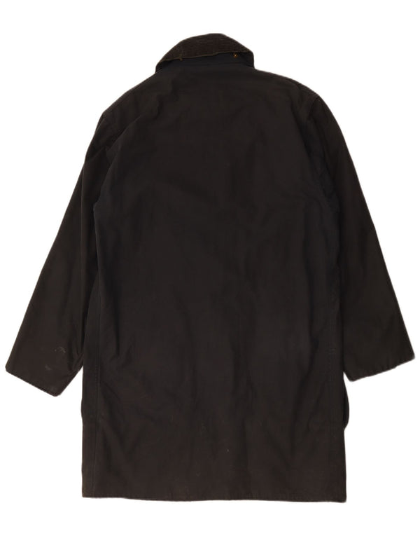 Barbour Mens Border Waxed Cotton Overcoat UK 36 Small Black