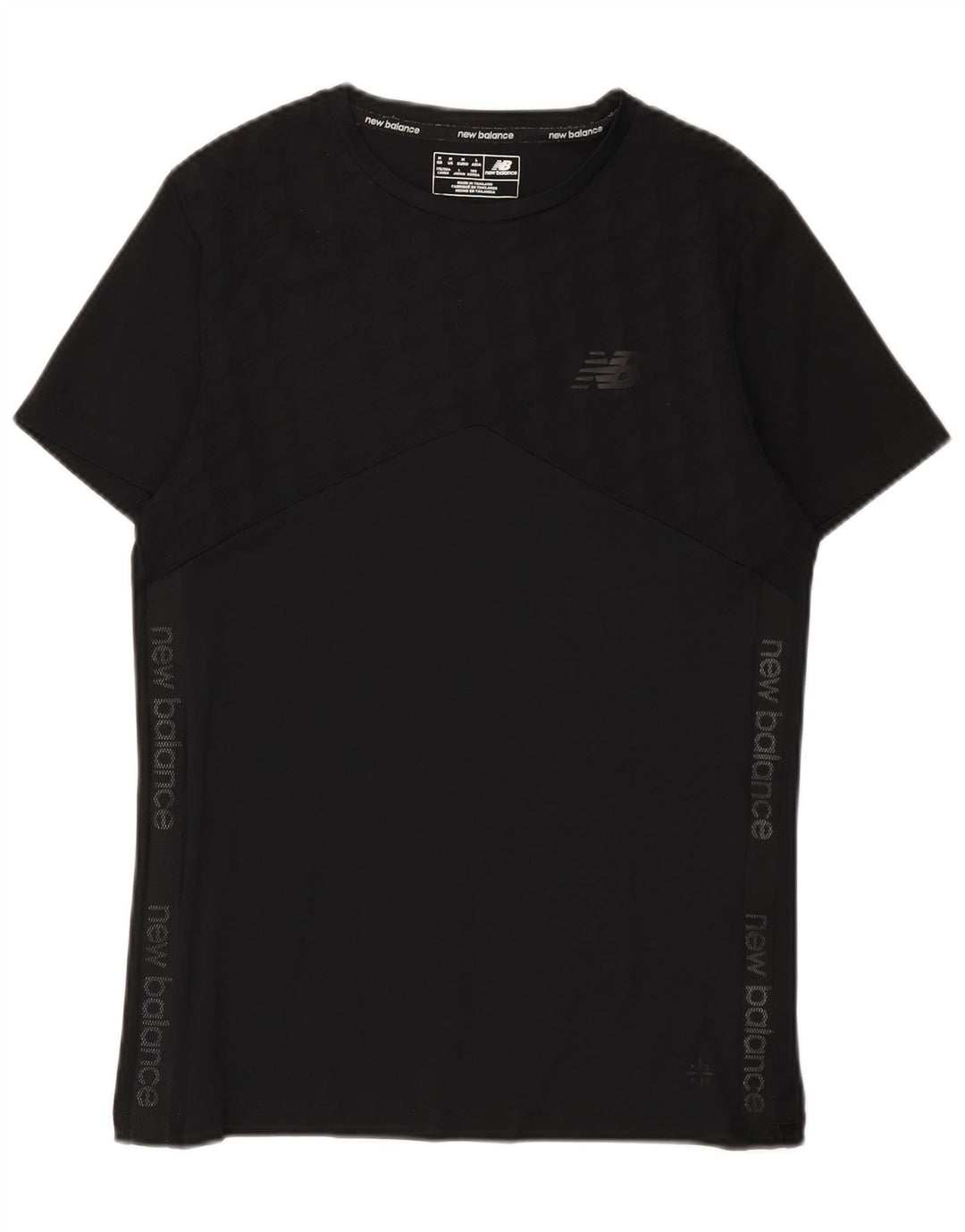New Balance Mens Graphic T-Shirt Top Medium Black Polyester