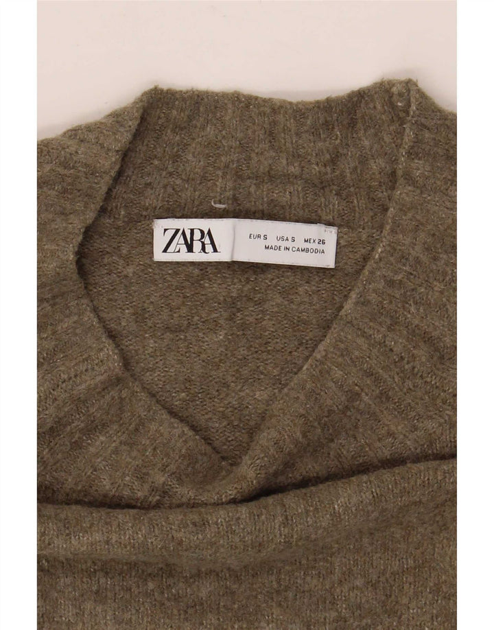 Zara Womens Oversized Turtle Neck Jumper Sweater UK 10 Small Green