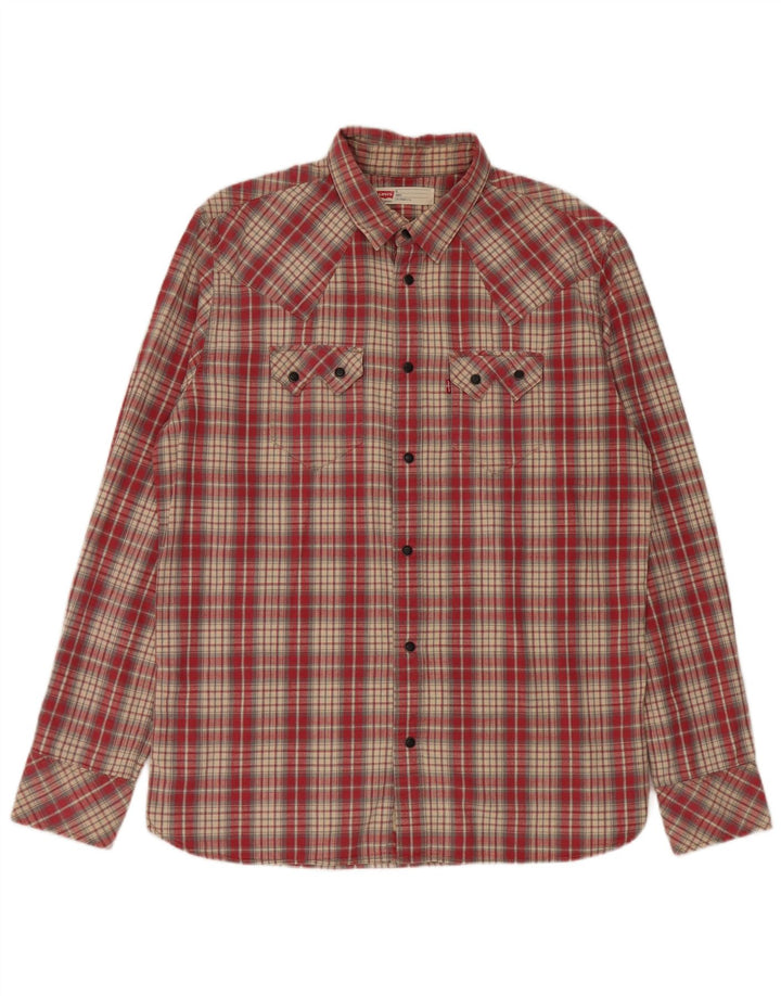 Levi's Mens Western Slim Fit Shirt XL Red Cotton