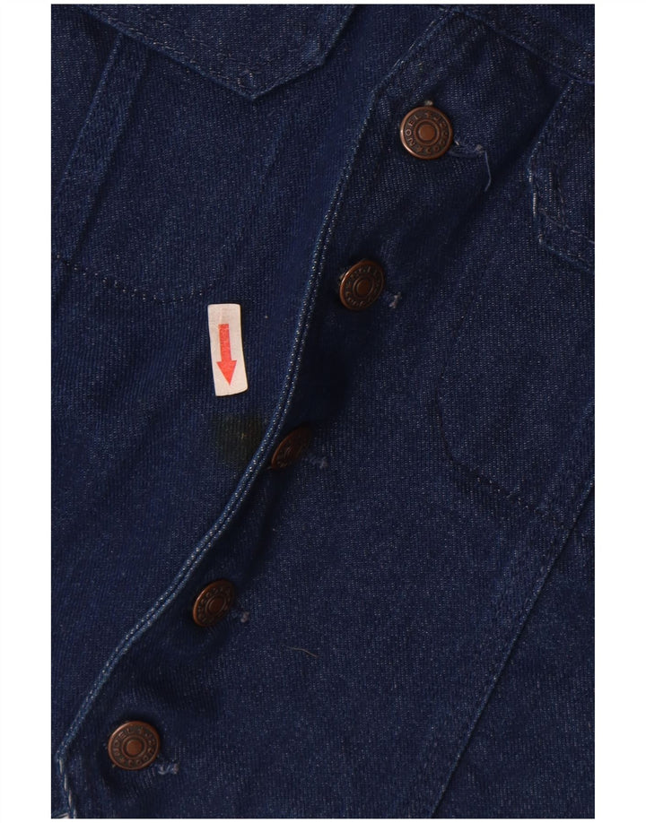 Vintage Mens Denim Waistcoat Medium Blue Cotton